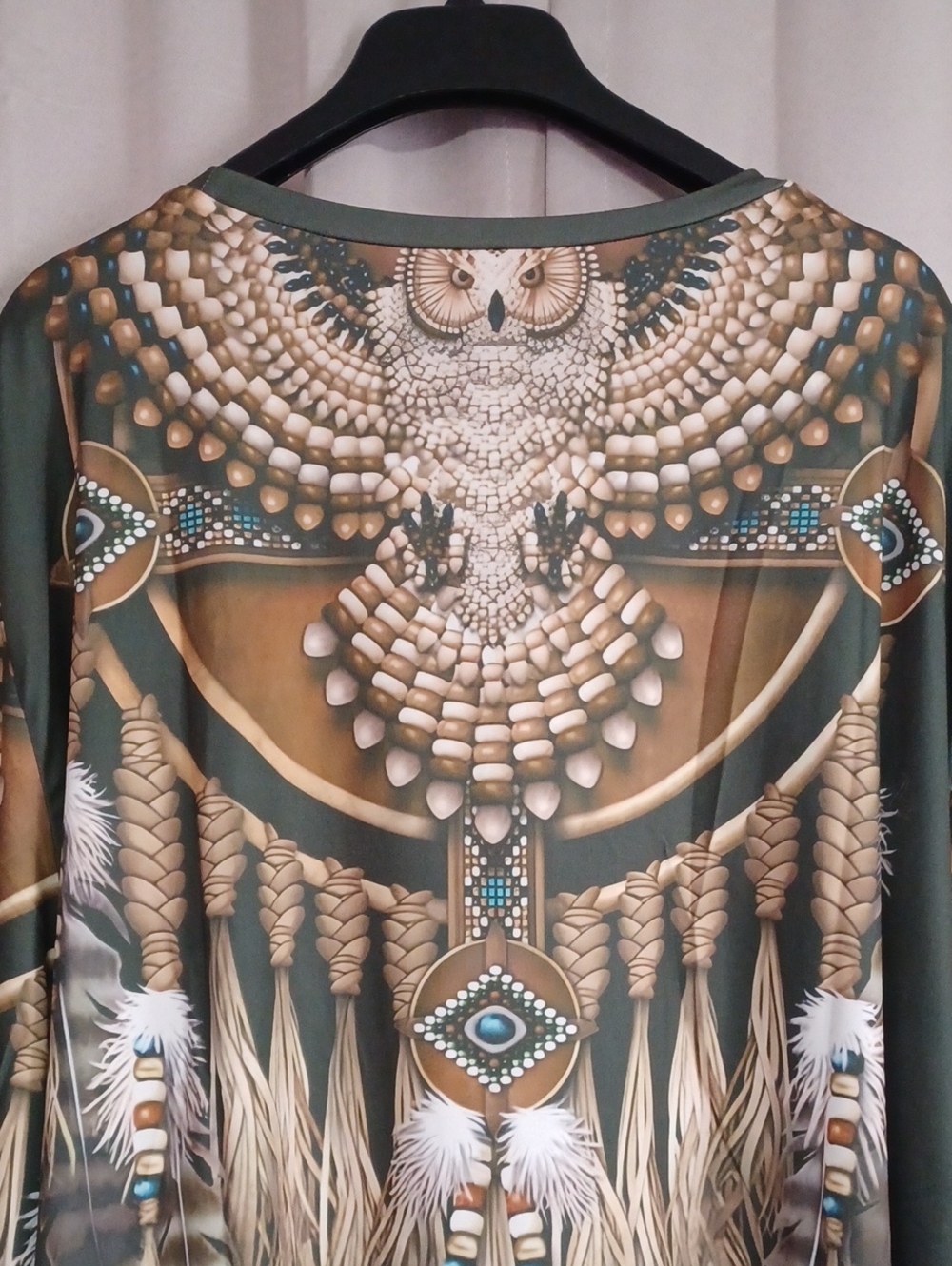 Native American Tribal Style Long Sleeve Crewneck Stretch Knit Graphic Top Plus - Picture 11 of 15